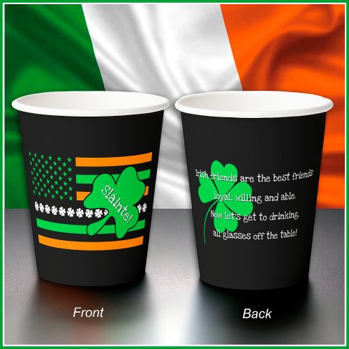 Irish Friends St Patricks Day Toast _  Black Paper Cups