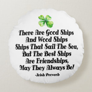 Irish Friendship Blessing Good Ships Bestie Bday Round Pillow