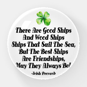 Irish Friendship Proverb Celtic Shamrock Clover Paperweight
