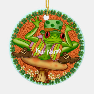 Irish Frog Ceramic Ornament