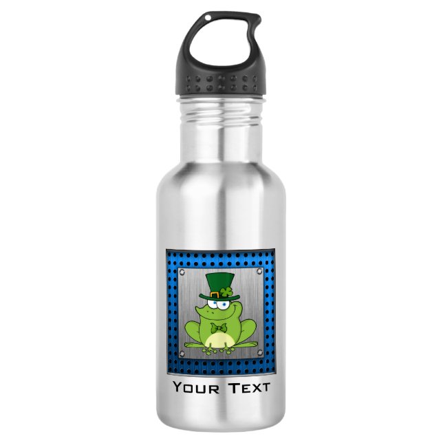 Irish Frog; Metal-look Water Bottle (Front)