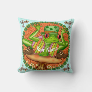 Irish Frog Throw Pillow