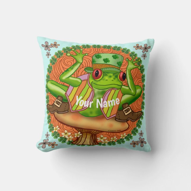 Irish Frog  Throw Pillow (Front)