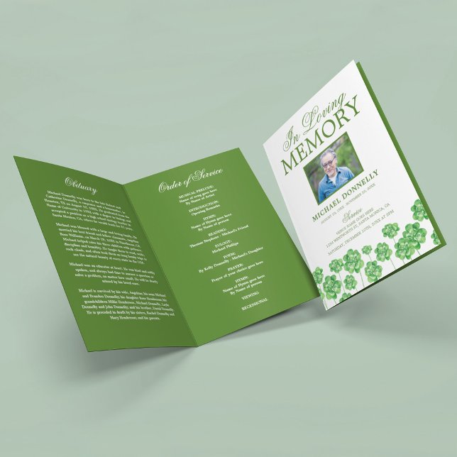 Irish Funeral Obituary Order of Service Clover Pro Program (Creator Uploaded)