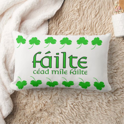 Irish Gaelic Celtic Welcome Failte Lumbar Pillow