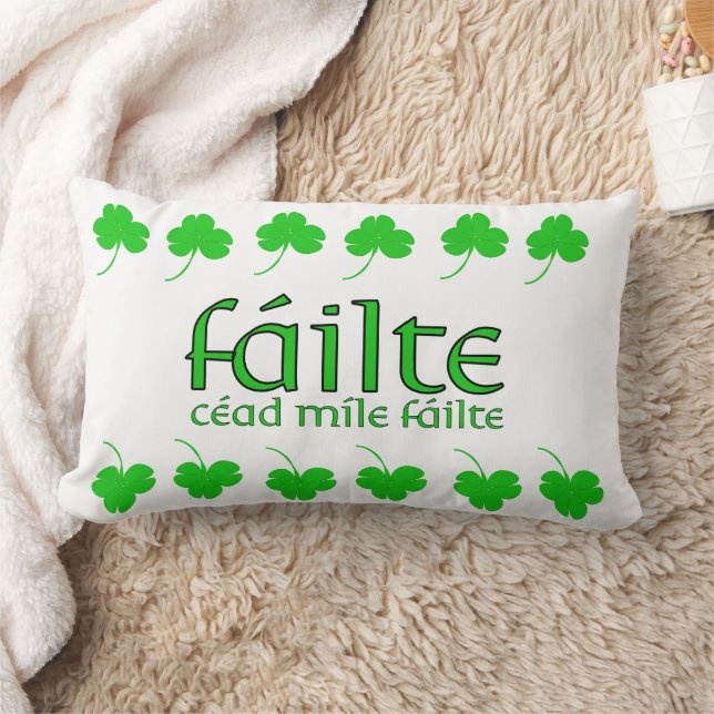 Irish Gaelic Celtic Welcome Failte Lumbar Pillow (Blanket)