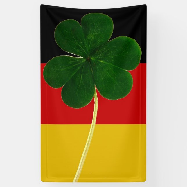 Irish German Flag Shamrock Clover St. Patrick Banner (Vertical)