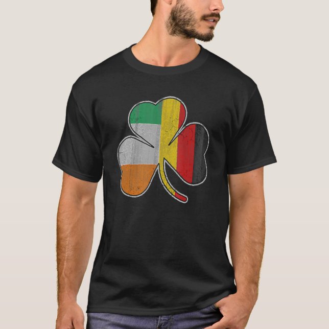 Irish German Flag Shamrock T Shirt St Patricks Day (Front)