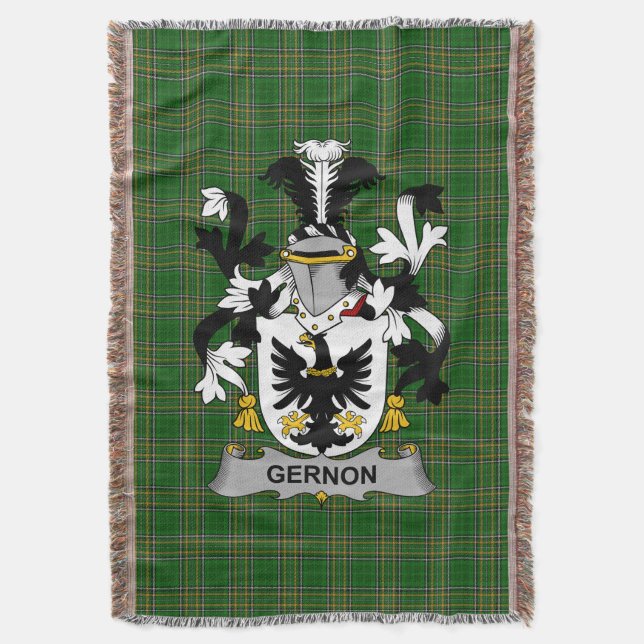  Irish Gernon or Garland Coat of Arms Family Crest Throw Blanket (Front Vertical)