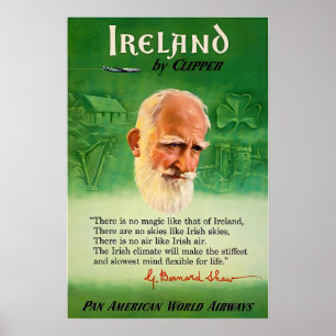 Irish Gift Ireland Art Print Pan Am Travel Poster 