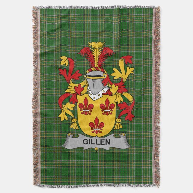  Irish Gillen or O_Gillen Coat of Arms Family Cres Throw Blanket (Front Vertical)