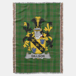 Irish Gillson Coat of Arms Family Crest Ireland Throw Blanket