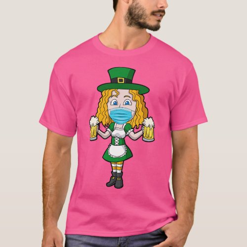 Irish Girl Beers Mask St Patricks Day T_Shirt