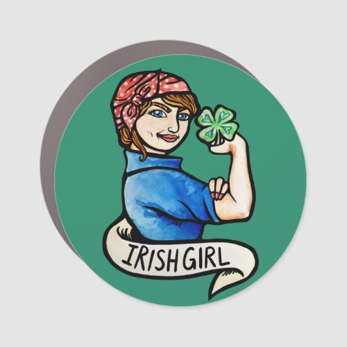 Irish Girl Rosie the Riveter Car Magnet