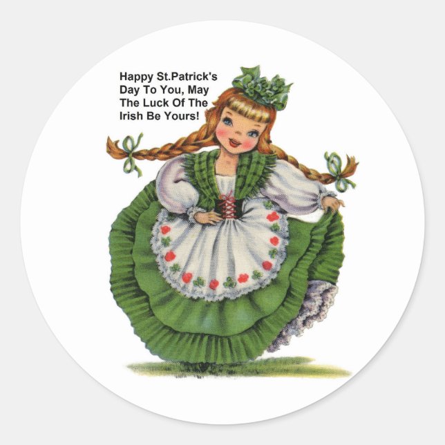 Irish Girl Round Sticker (Front)