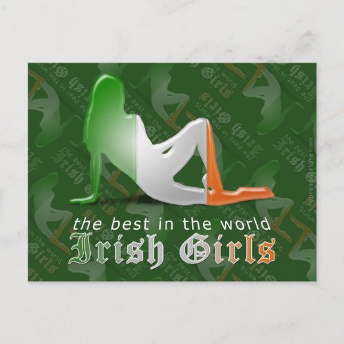Irish Girl Silhouette Flag Postcard