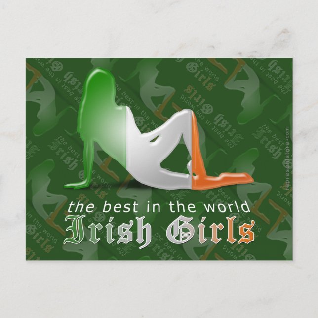Irish Girl Silhouette Flag Postcard (Front)