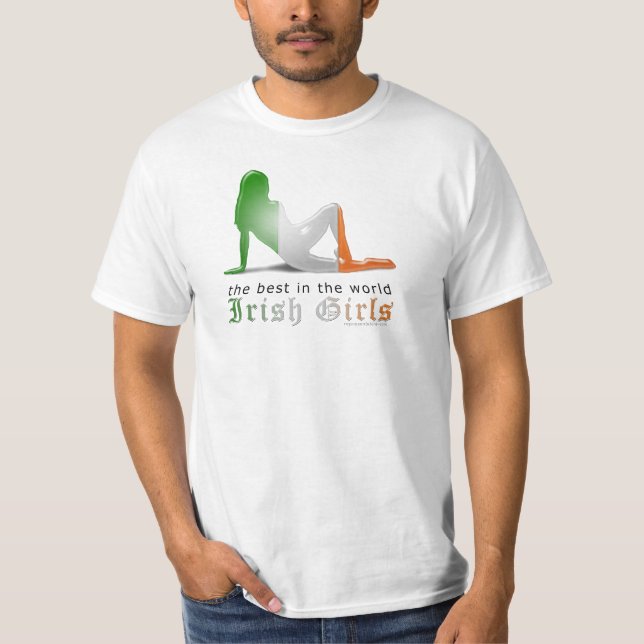 Irish Girl Silhouette Flag T-Shirt (Front)