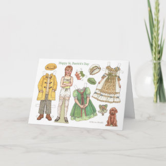 Irish Girl St. Patrick's Day Paper Doll Card