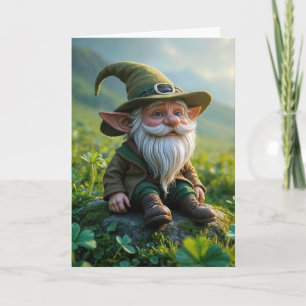 Irish Gnome In Clover Field Card