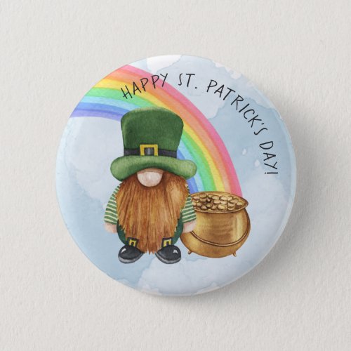 Irish Gnome Pot of Gold Custom St Patricks Day Button