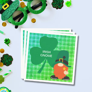 Irish Gnome Shamrock St Patricks Standard Cocktail Napkins