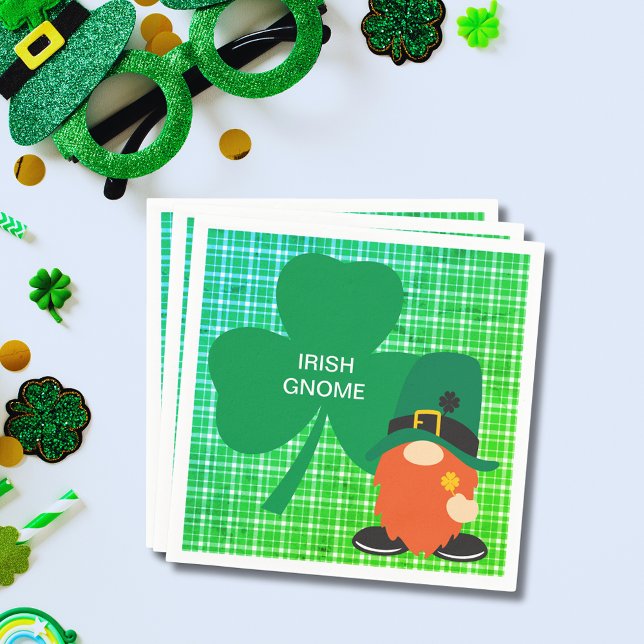 Irish Gnome Shamrock St Patricks Standard Cocktail Napkins (Irish Gnome Shamrock St Patrick's Standard Cocktail Napkins)