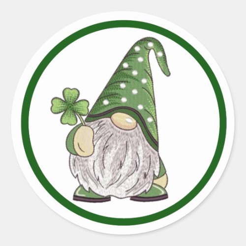 Irish Gnome St Patricks Day Classic Round Sticker