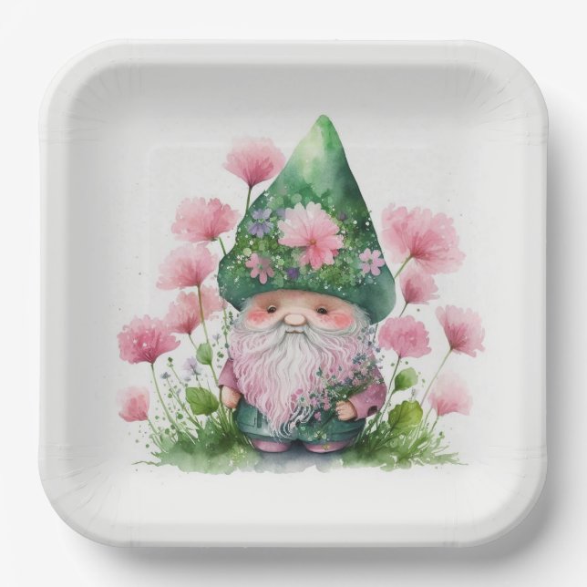 Irish Gnome St. Patrick's Day Party Paper Plates (Front)