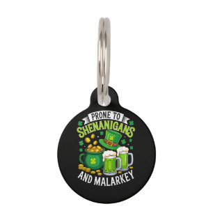 Irish Gnome St Patricks Prone to Shenanigans Pet ID Tag