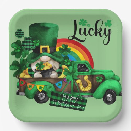 Irish Gnome Truck  Paper Plates