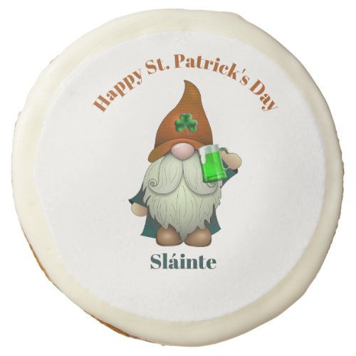 Irish Gnome With Green Beer St Patricks Day Sugar Cookie