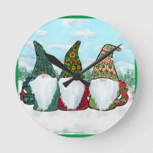 IRISH GNOMES ROUND CLOCK