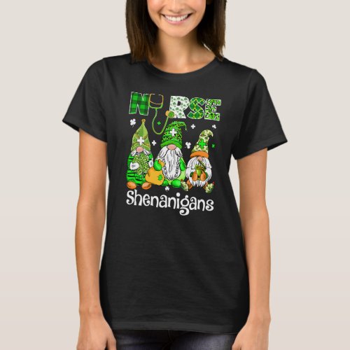 Irish Gnomes Shenanigans Stethoscope Nurse St  Pat T_Shirt