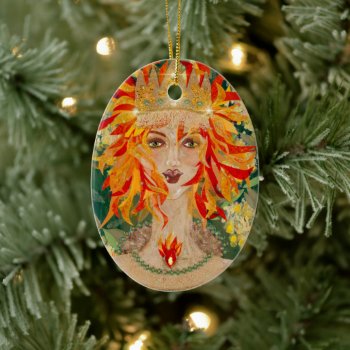 Irish Goddess Eire Fiery Redhead Ginger Fire Queen Ceramic Ornament by TigerLilyStudios at Zazzle