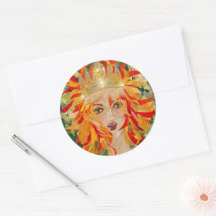 Irish Goddess Eire Fiery Redhead Ginger Fire Queen Classic Round Sticker