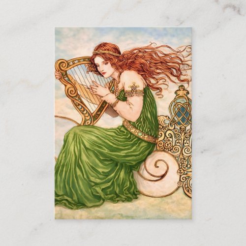 Irish Goddess Playing Harp – Celtic Art Nouveau 