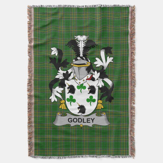  Irish Godley Coat of Arms Family Crest Ireland Throw Blanket (Front Vertical)