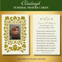 Irish Gold Claddagh Funeral Prayer Memorial Card