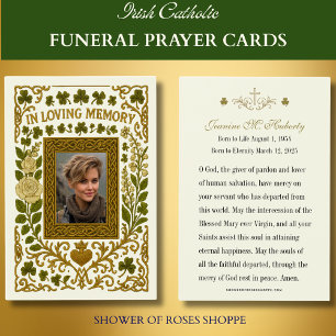 Irish Gold Claddagh Funeral Prayer Memorial Card