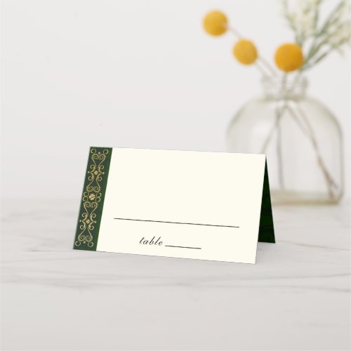 Irish Gold Dark Green Creative Artwork Wedding Place Card