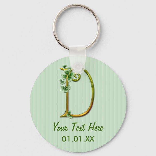 Irish Gold Monogram D -Customize Keychain (Front)