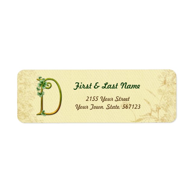 Irish Gold Monogram D Label (Front)