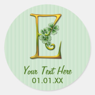 Irish Gold Monogram E Classic Round Sticker