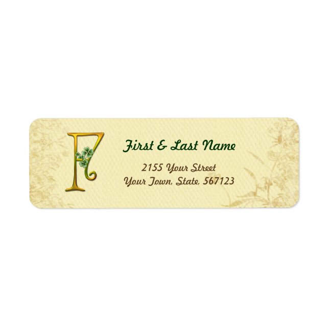 Irish Gold Monogram F Label (Front)
