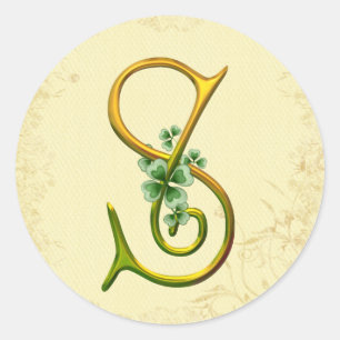 Irish Gold Monogram S Classic Round Sticker