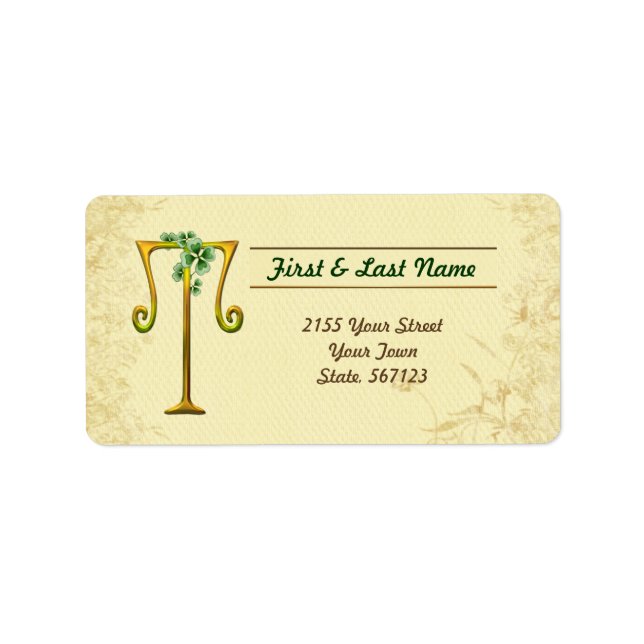 Irish Gold Monogram T Label (Front)