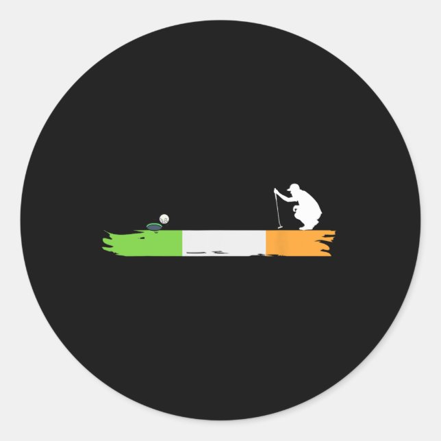 Irish Golf Ireland Flag Golfing  Classic Round Sticker (Front)
