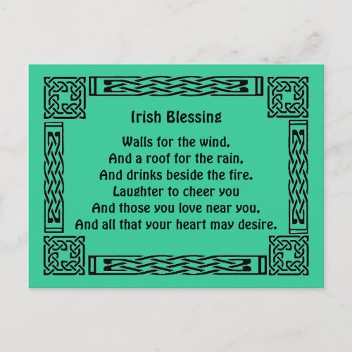 irish good luck blessing postcard