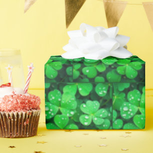 Irish Good Luck Four-Leaf Clovers Wrapping Paper